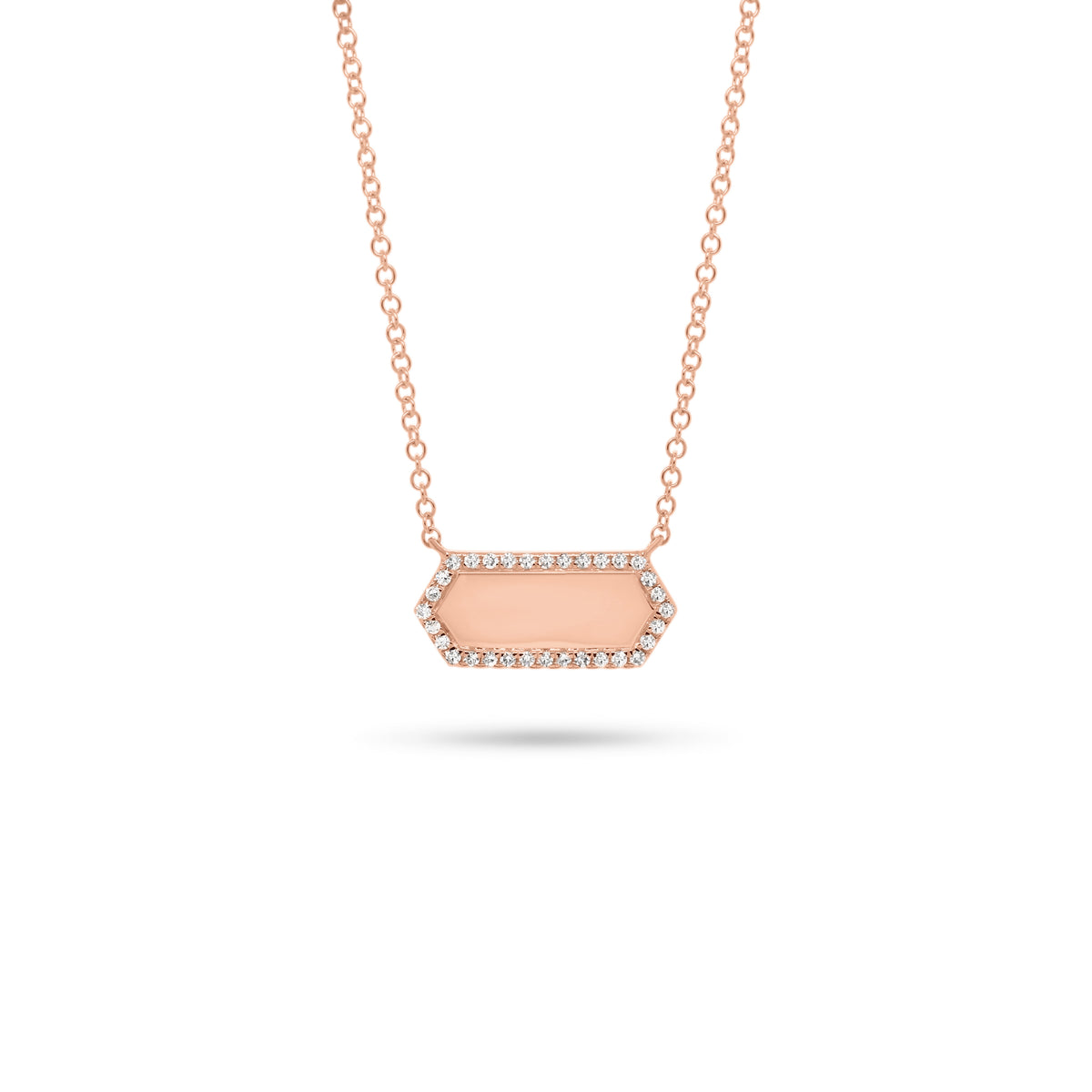 Diamond Modern Shape Pendant  - 14K gold weighing 2.20 grams  - 32 round diamonds totaling 0.09 carats