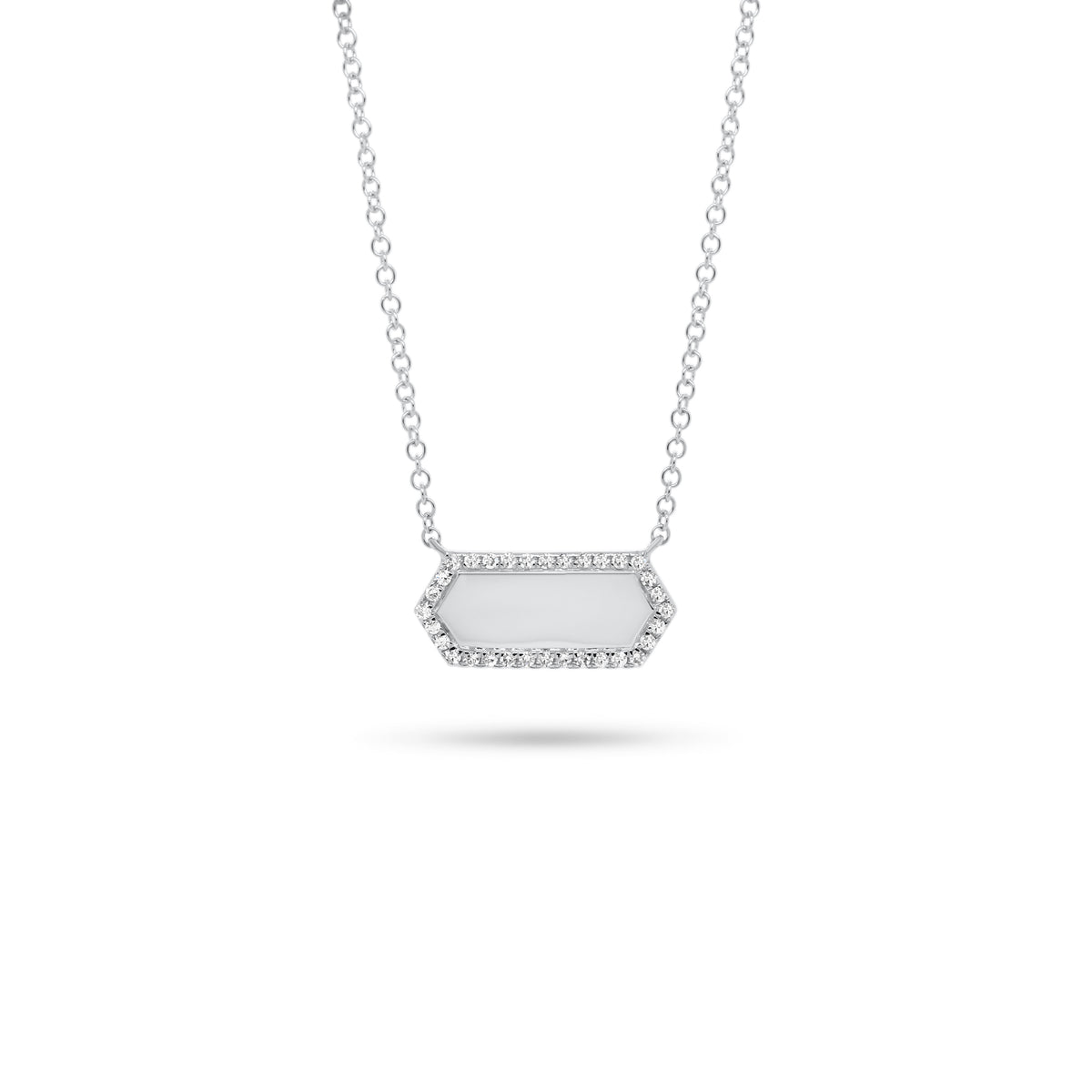 Diamond Modern Shape Pendant  - 14K gold weighing 2.20 grams  - 32 round diamonds totaling 0.09 carats