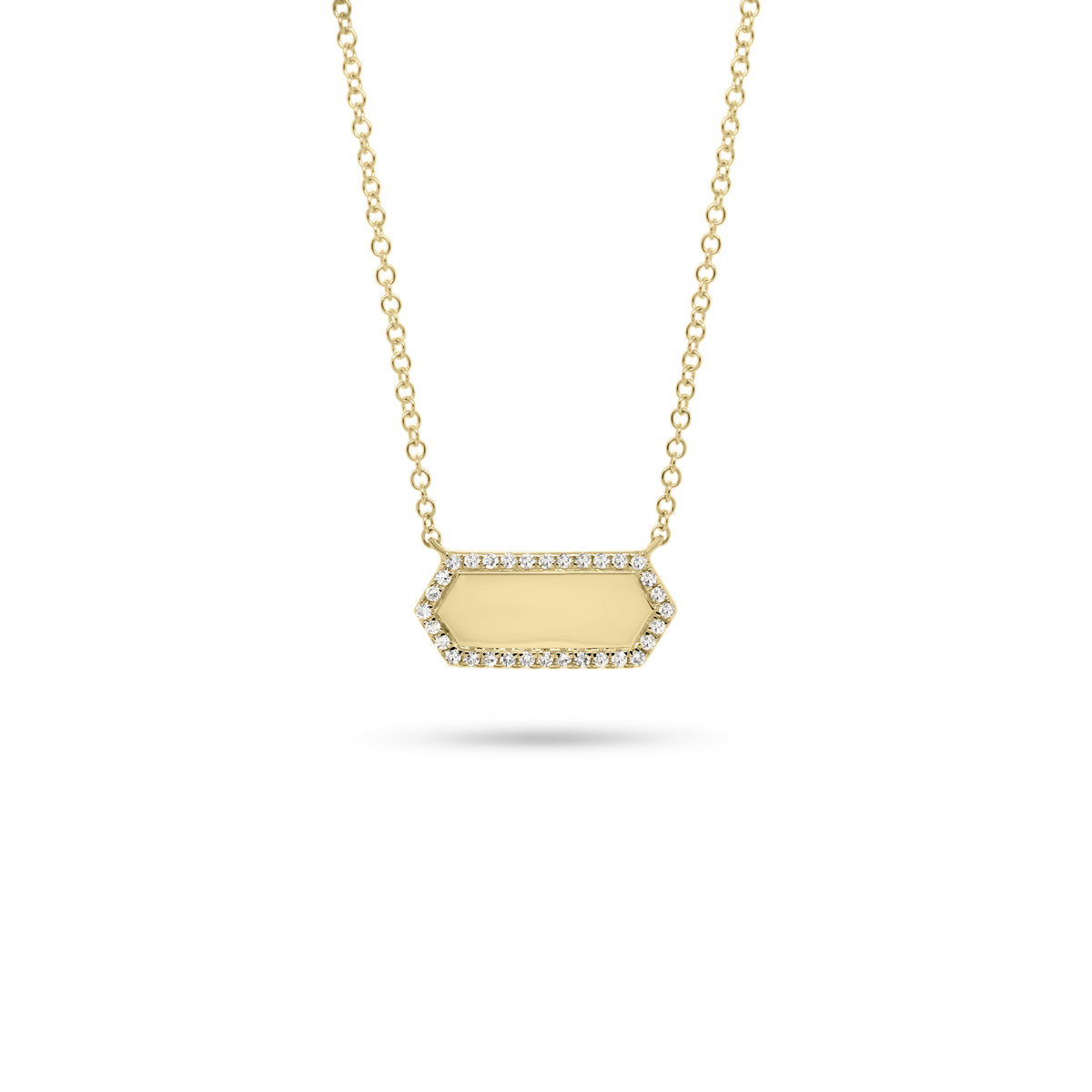 Diamond Modern Shape Pendant  - 14K gold weighing 2.20 grams  - 32 round diamonds totaling 0.09 carats