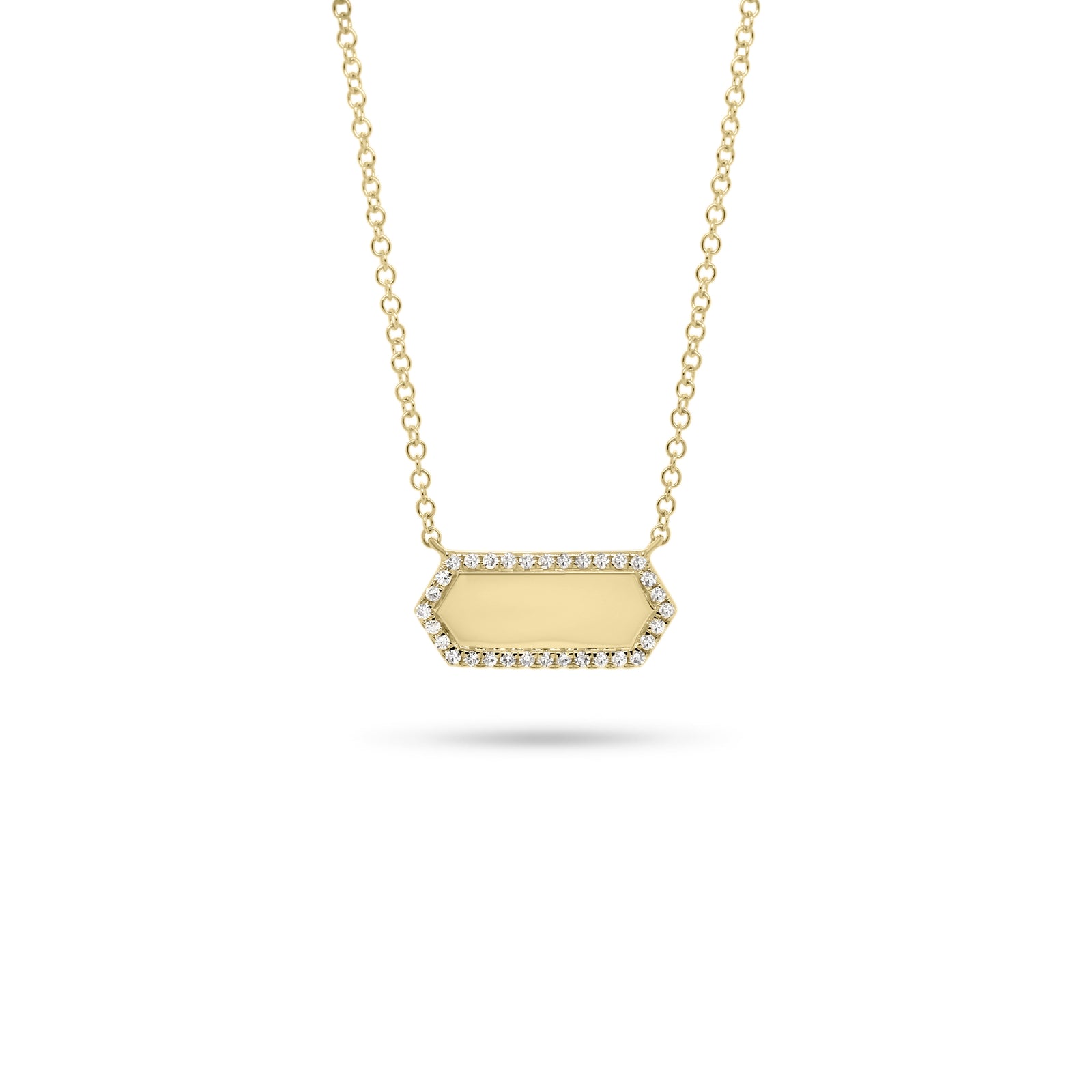 Diamond Modern Shape Pendant  - 14K gold weighing 2.20 grams  - 32 round diamonds totaling 0.09 carats