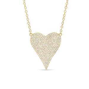 Diamond Elongated Heart Pendent  - 14K gold weighing 3.17 grams  - 282 round diamonds totaling 0.62 carats