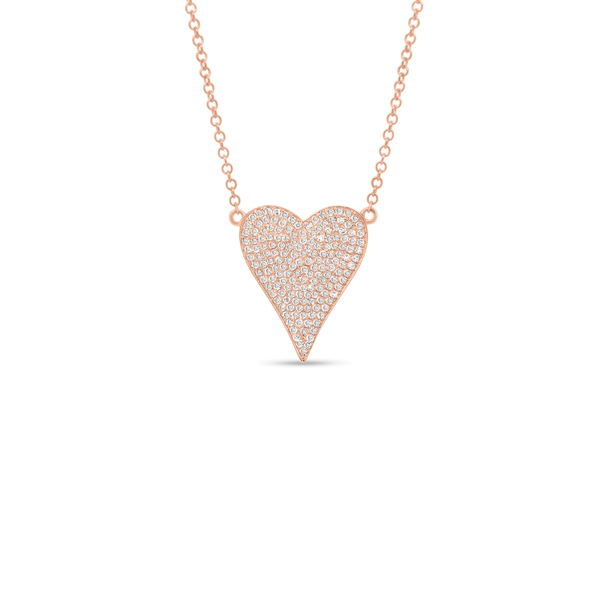 Diamond Small Elongated Heart Pendant  - 14K gold weighing 2.64 grams  - 166 round diamonds totaling 0.32 carats