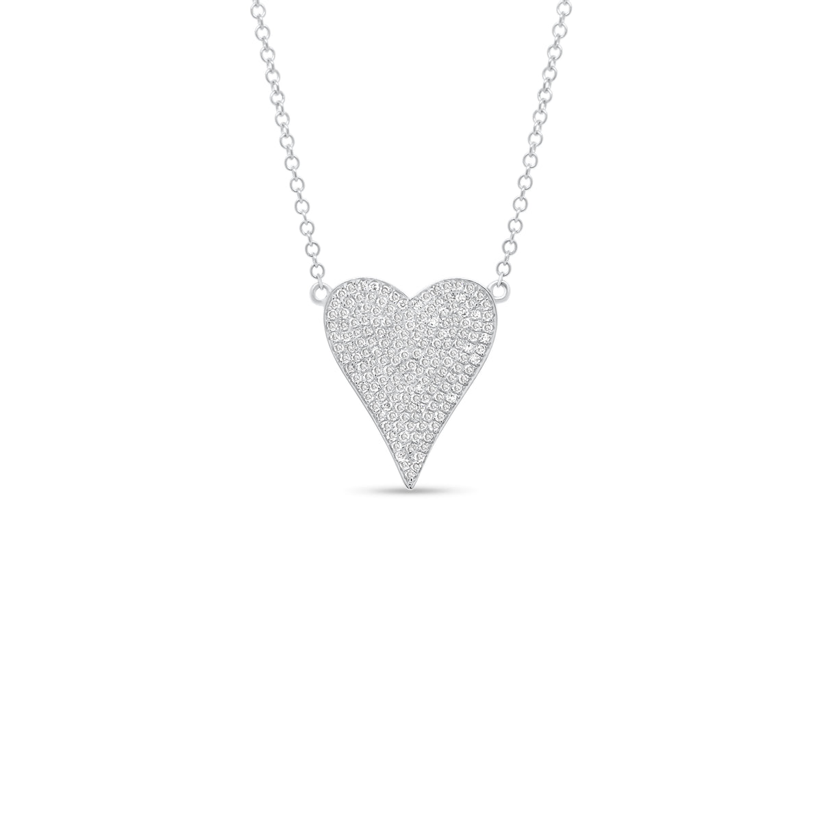 Diamond Small Elongated Heart Pendant  - 14K gold weighing 2.64 grams  - 166 round diamonds totaling 0.32 carats