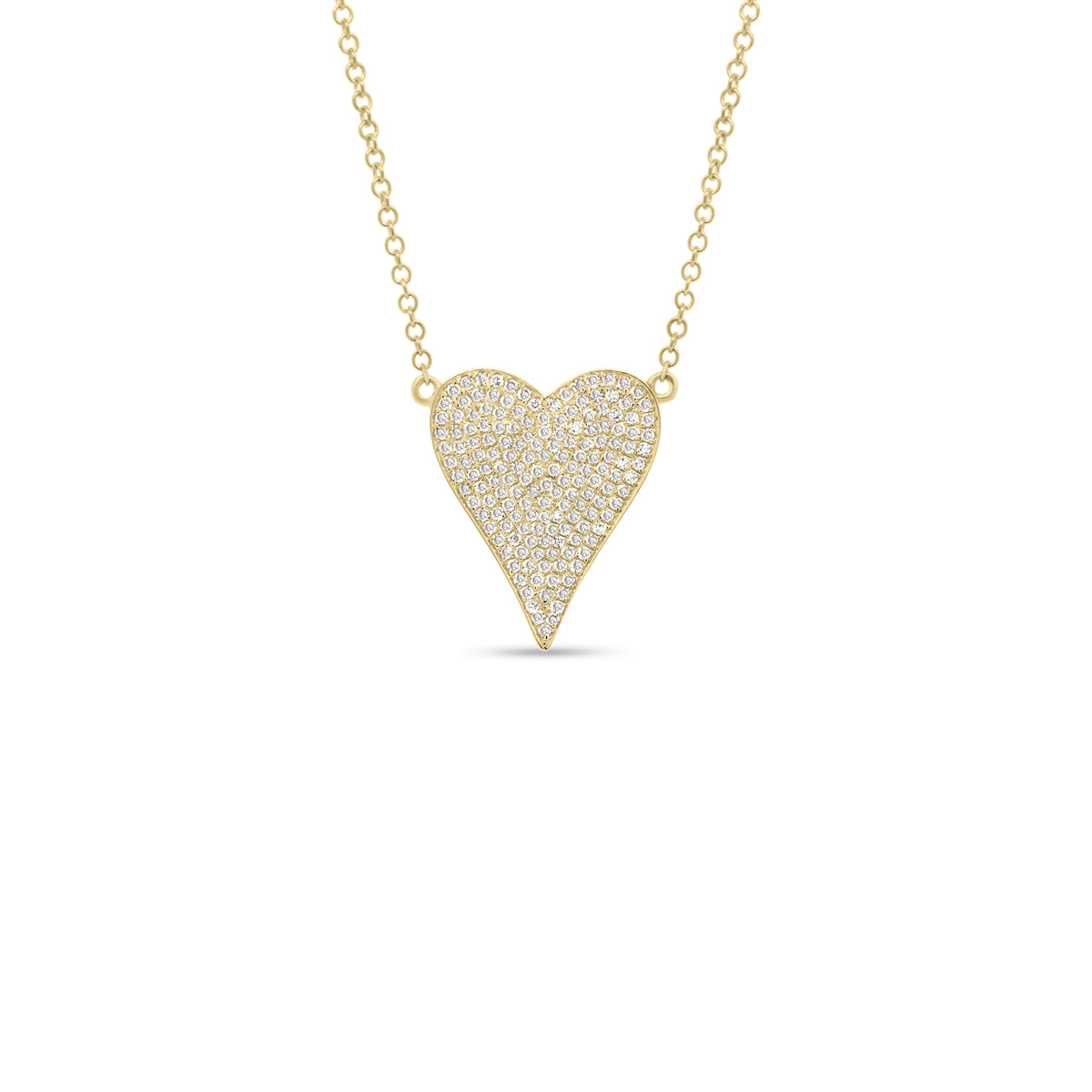 Diamond Small Elongated Heart Pendant  - 14K gold weighing 2.64 grams  - 166 round diamonds totaling 0.32 carats