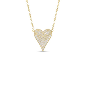 Diamond Small Elongated Heart Pendant  - 14K gold weighing 2.64 grams  - 166 round diamonds totaling 0.32 carats