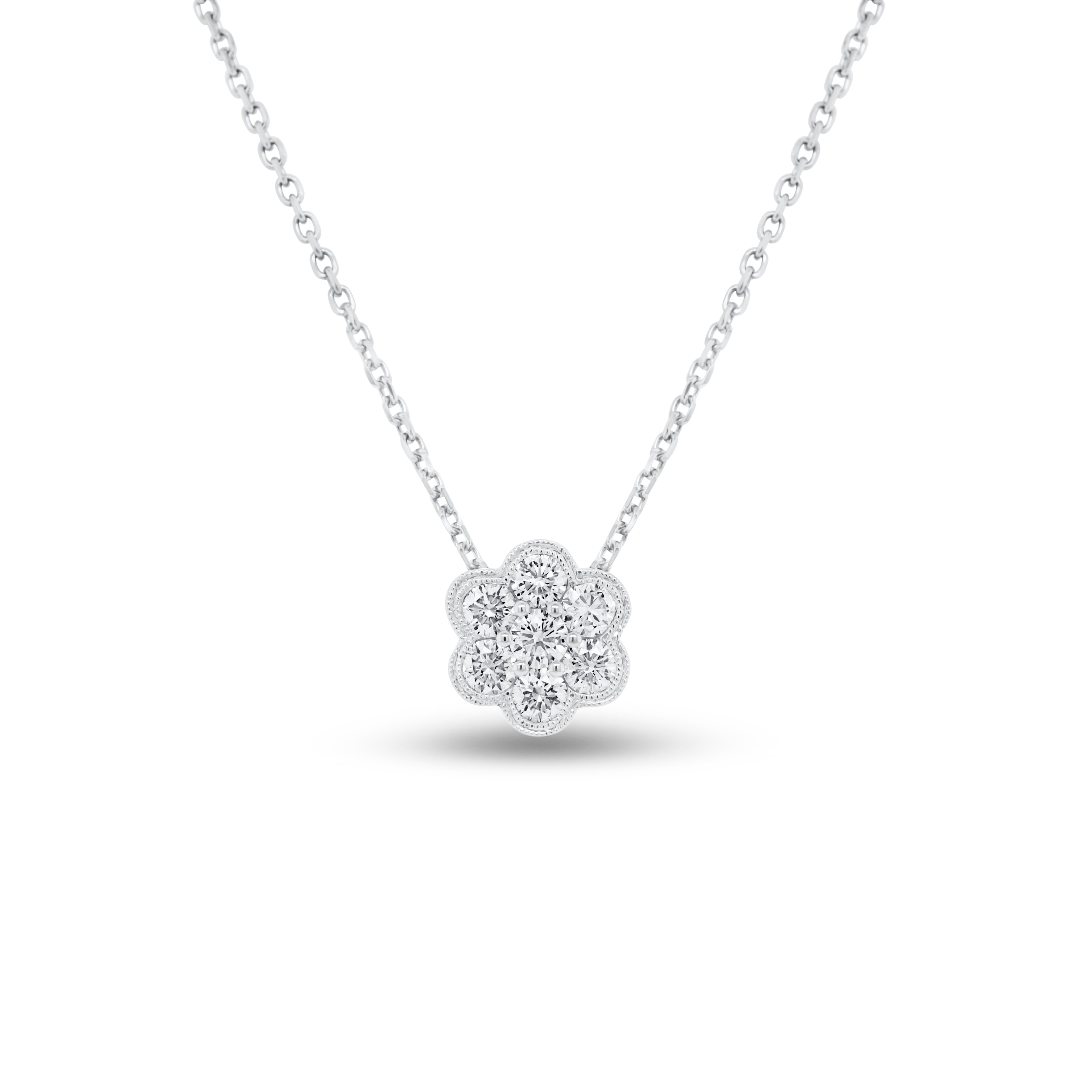 Diamond flower cluster necklace Clearance