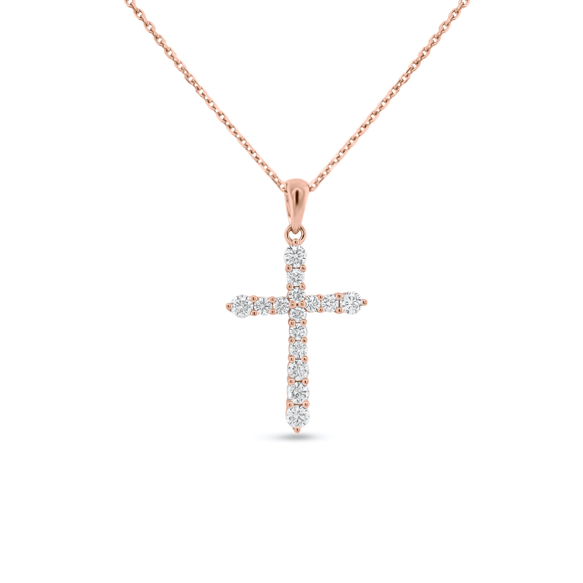 Diamond Classic Cross Pendant  - 14K gold weighing 2.57 grams  - 15 round diamonds totaling 0.45 carats