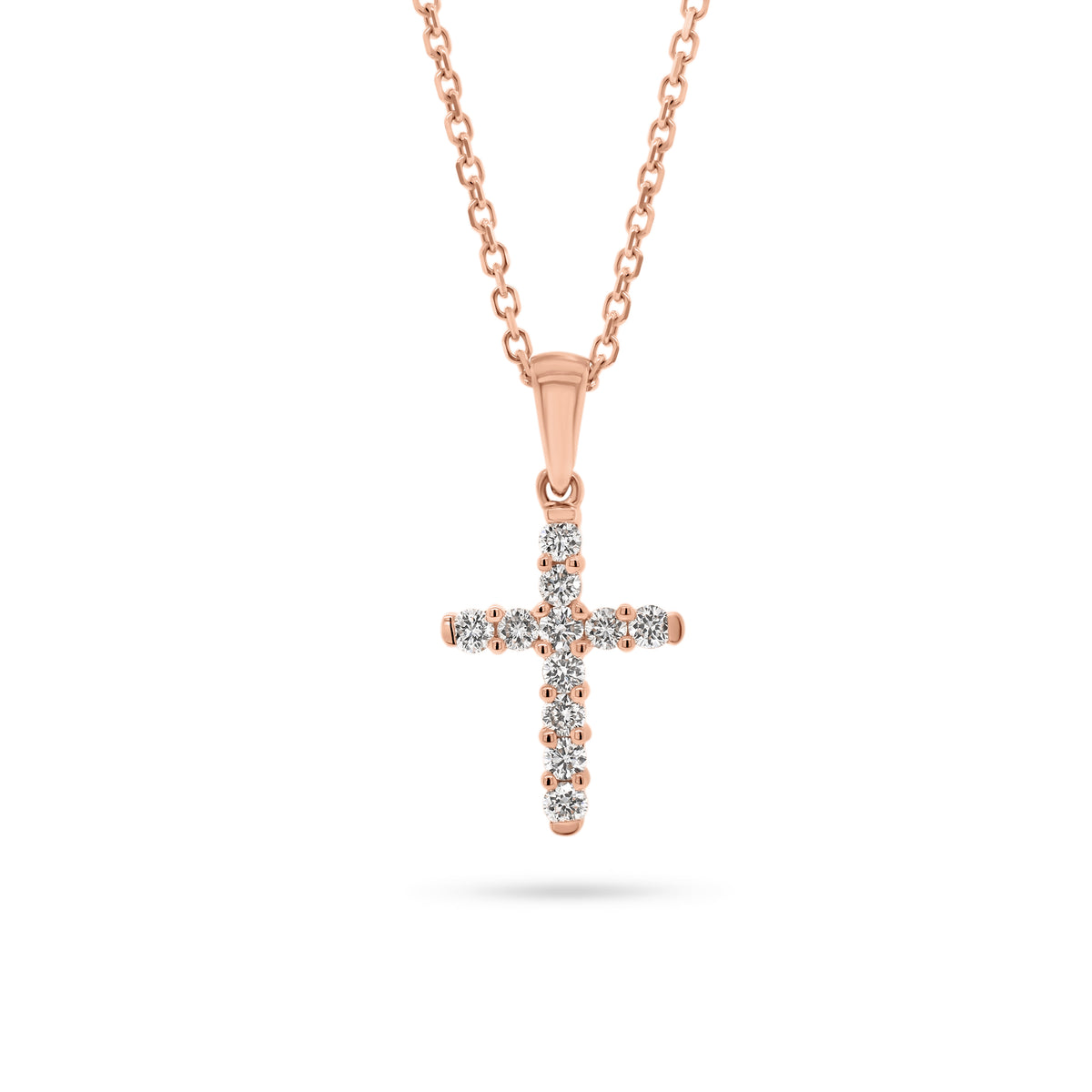 Diamond 11-Stone Cross Pendant  - 14K gold weighing 2.36 grams  - 11 round diamonds totaling 0.20 carats