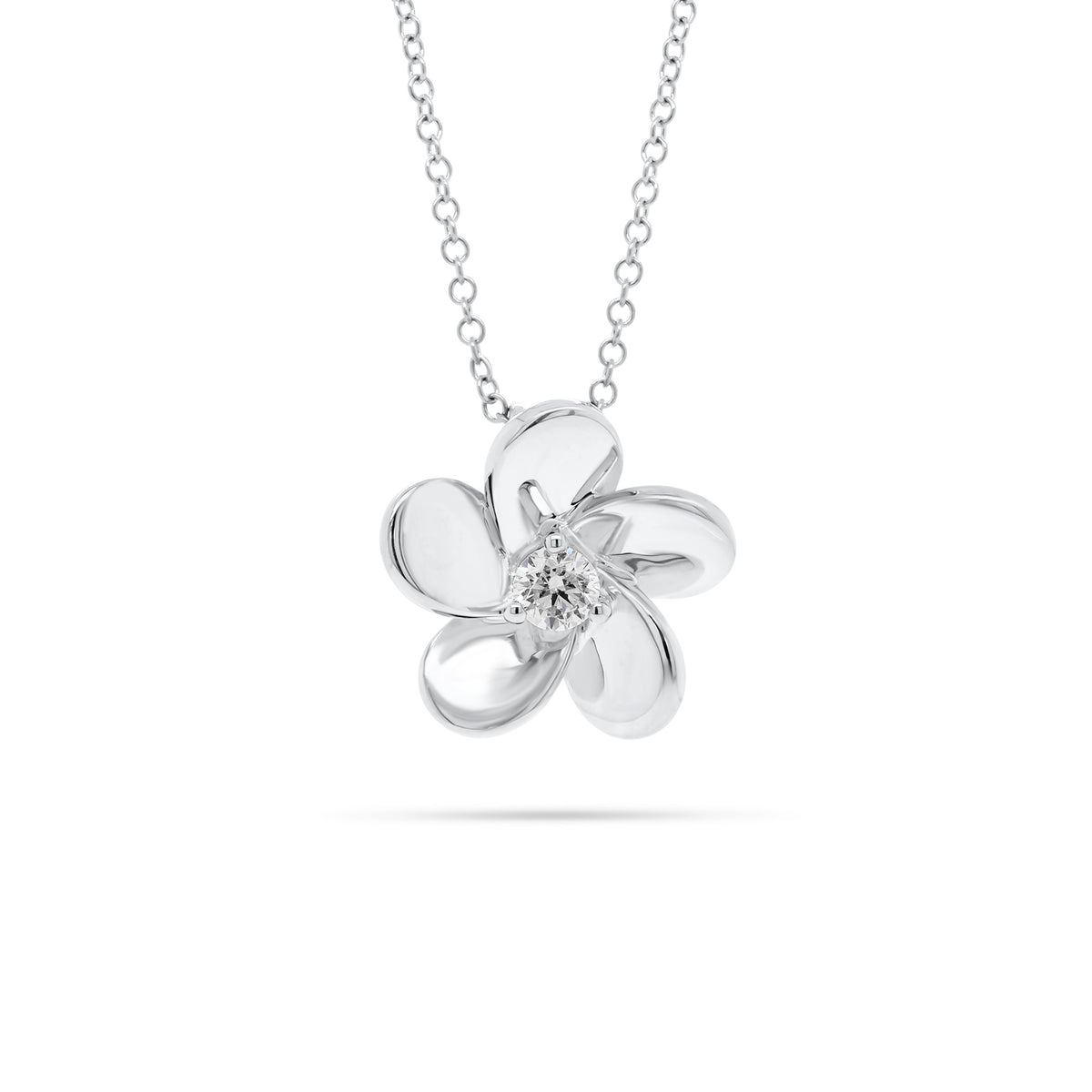 Diamond Simple Flower Pendant  - 14K gold  - 0.16 ct diamond
