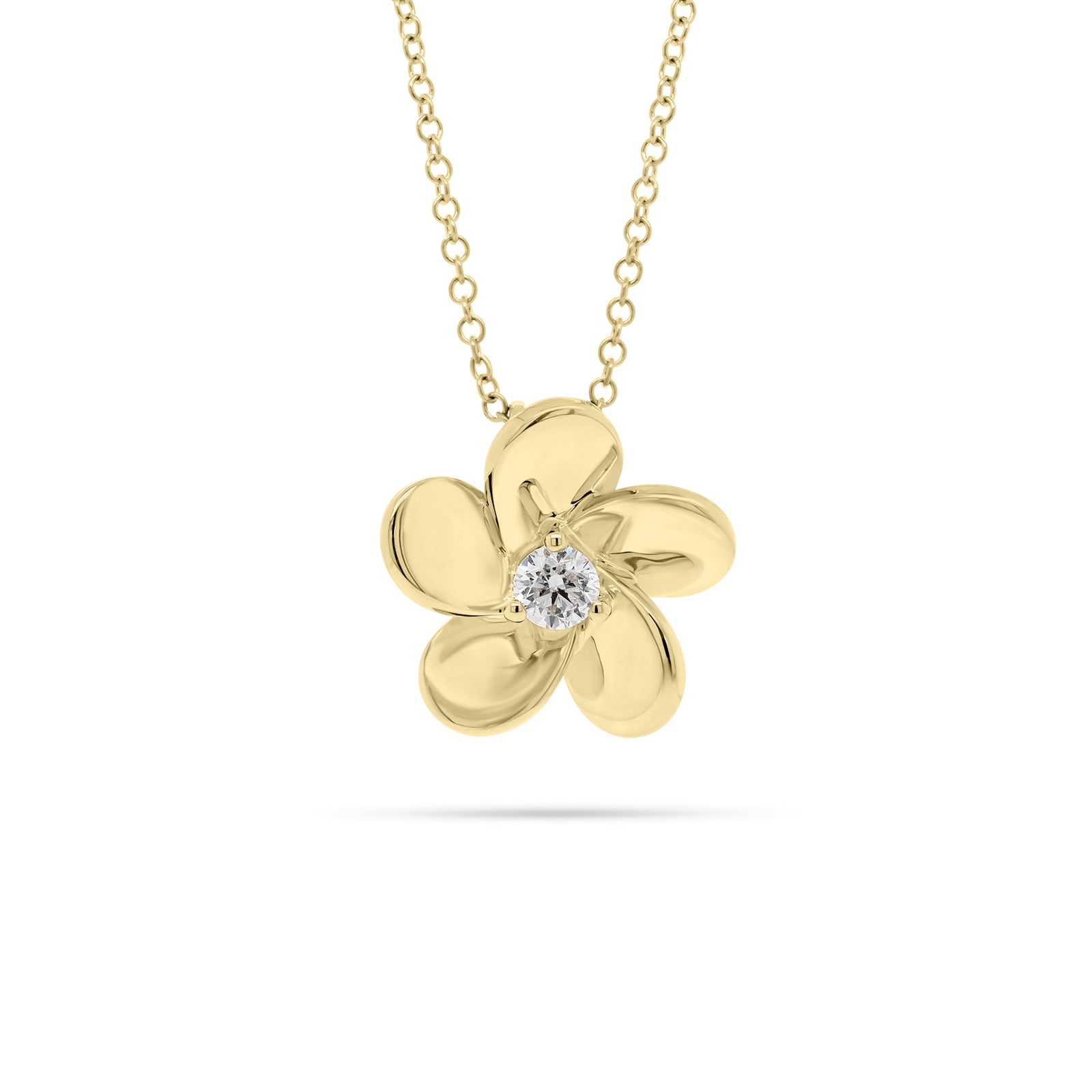 Diamond Simple Flower Pendant  - 14K gold  - 0.16 ct diamond