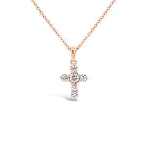 Diamond 6-Stone Cross Pendant Necklace  18K totaling .69 GR  6 rounds diamonds .31 ct