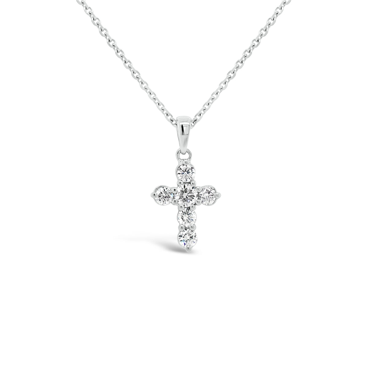 Diamond 6-Stone Cross Pendant Necklace  18K totaling .69 GR  6 rounds diamonds .31 ct