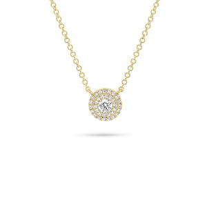 Diamond Double Halo Necklace  - 14K gold  - diamonds totaling 0.19 carats