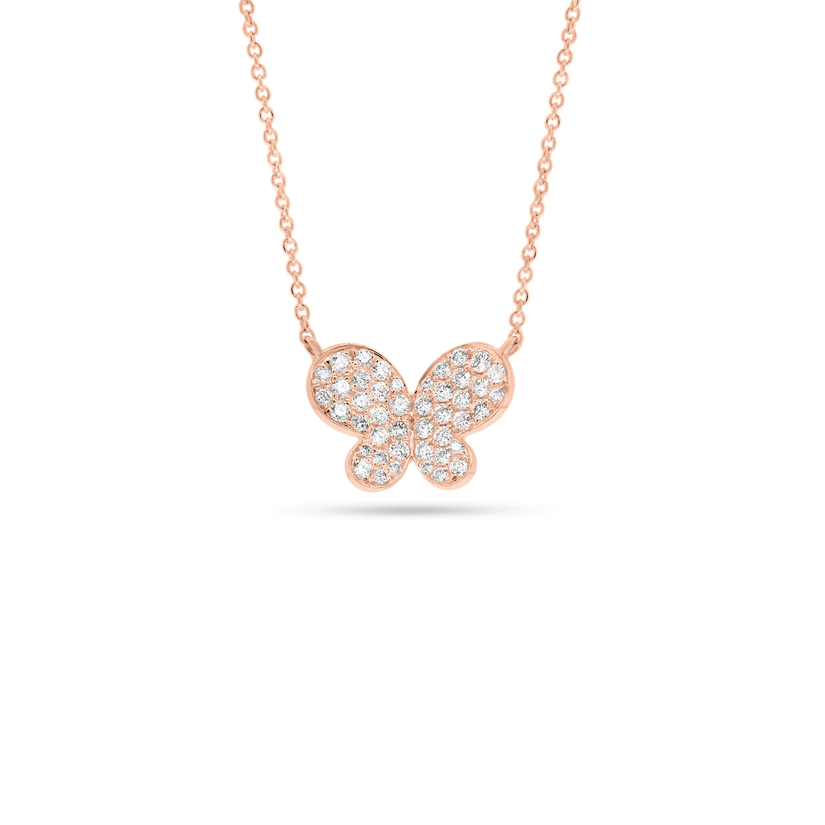 Pave Diamond Butterfly Pendant  - 18K gold weighing 2.16 grams  - 44 round diamonds totaling 0.31 carats