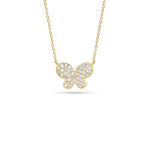 Pave Diamond Butterfly Pendant  - 18K gold weighing 2.16 grams  - 44 round diamonds totaling 0.31 carats