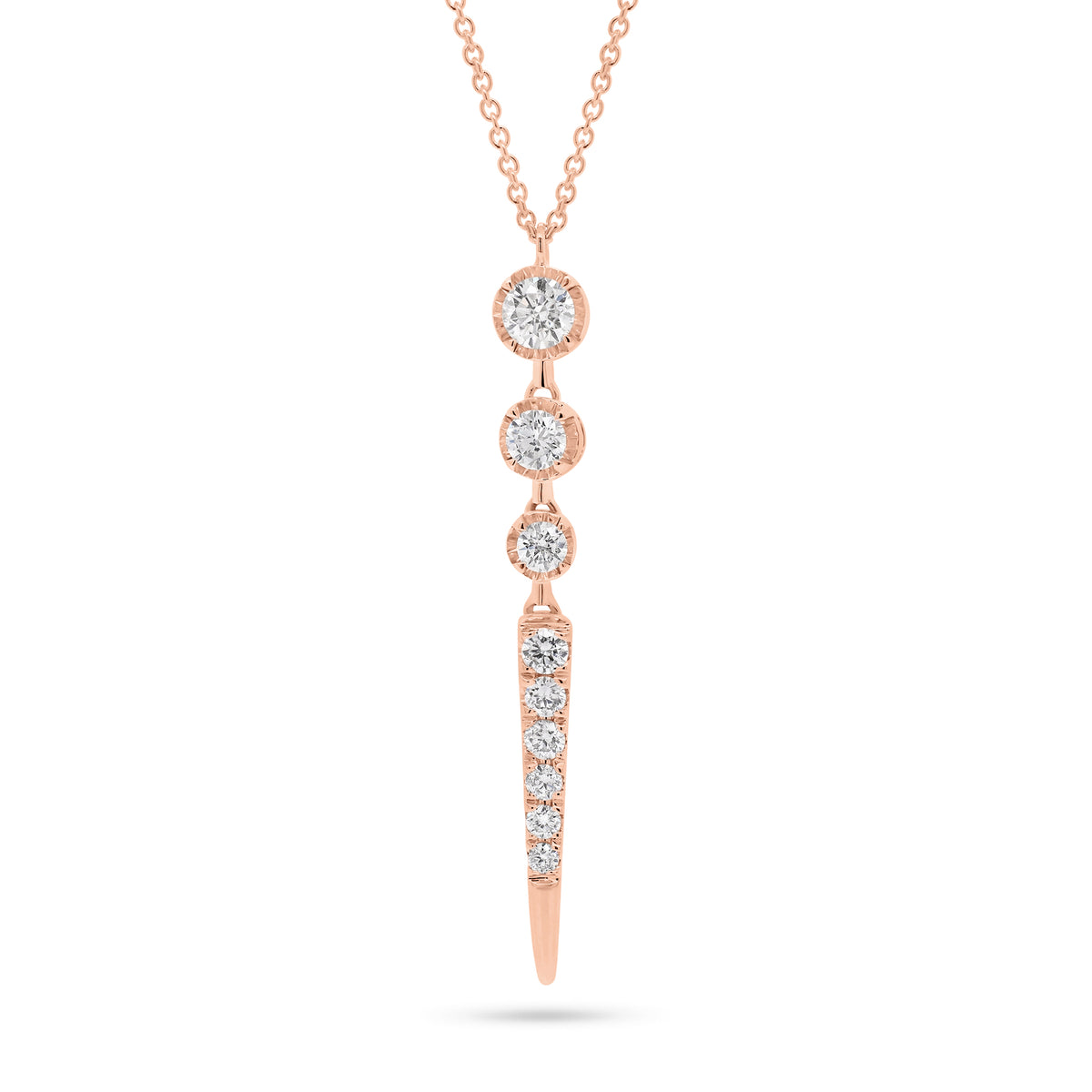 Diamond Trio Spike Pendant  - 14K gold  - diamonds totaling 0.42 carats