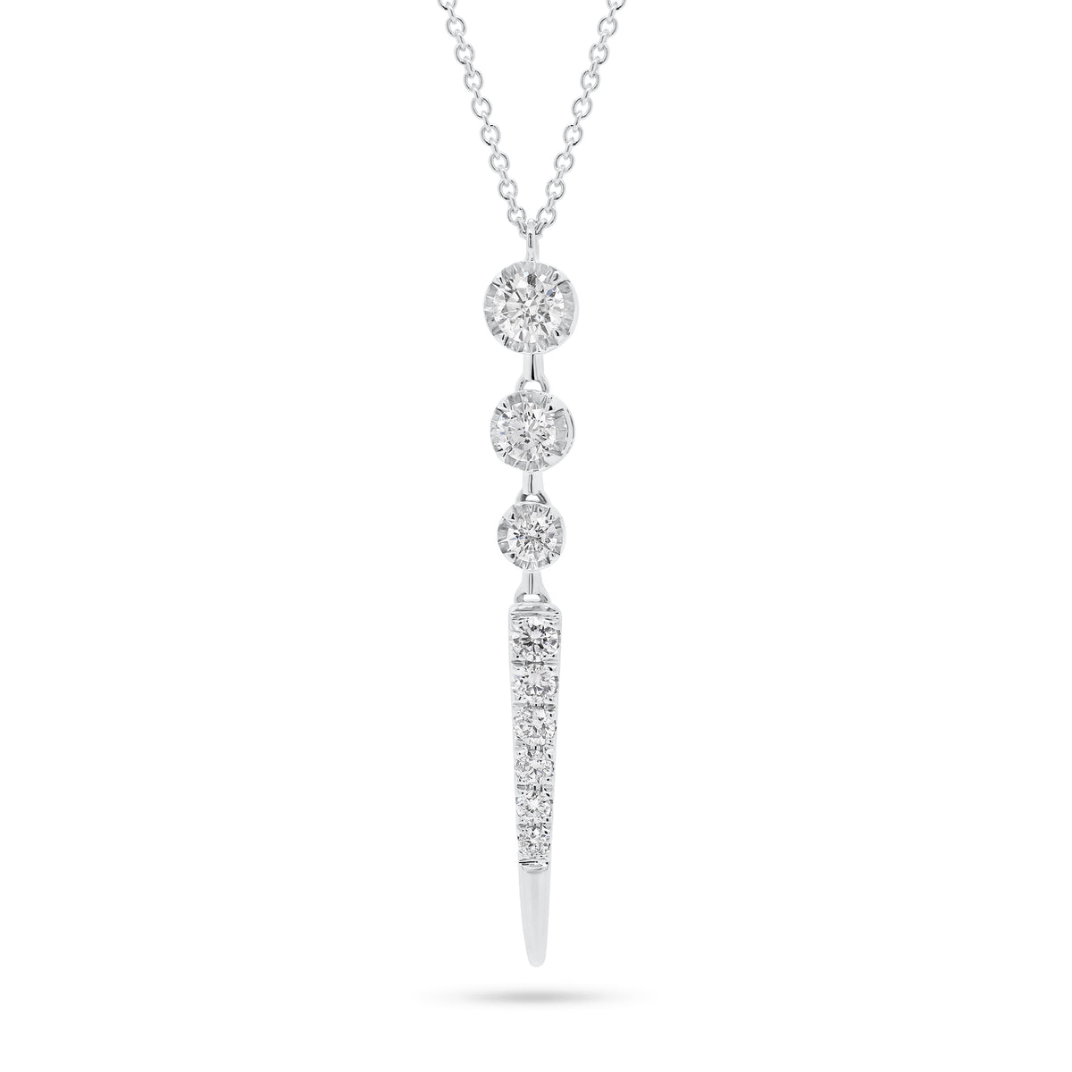Diamond Trio Spike Pendant  - 14K gold  - diamonds totaling 0.42 carats