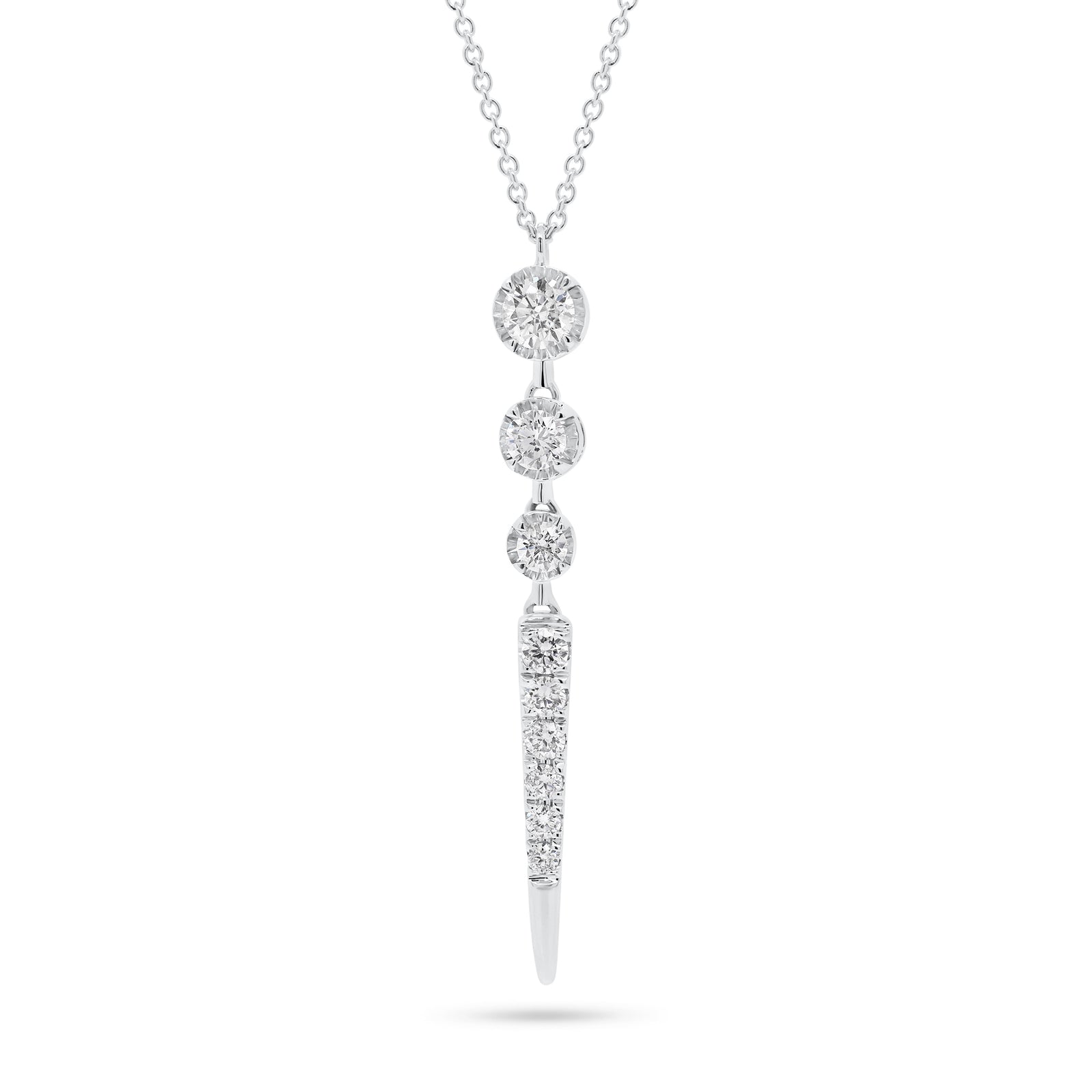 Diamond Trio Spike Pendant  - 14K gold  - diamonds totaling 0.42 carats