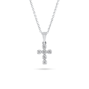 Diamond Rounded Cross Pendant  - 14K gold weighing 2.22 grams  - 6 round diamonds totaling 0.15 carats