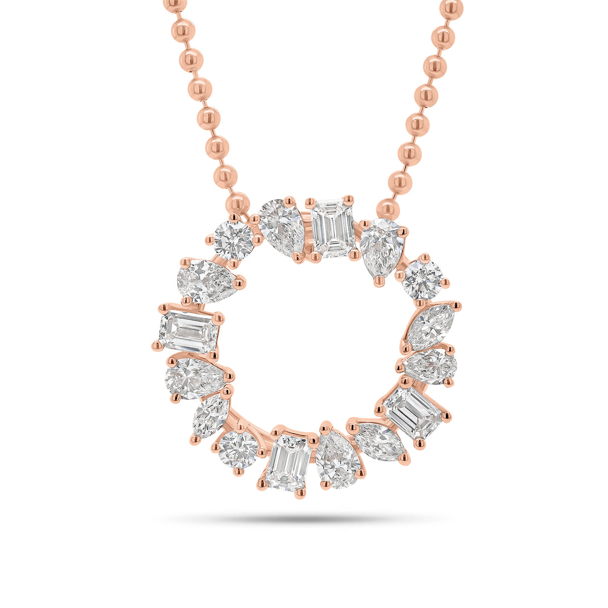 Mixed Shape Diamond Open Circle Pendant - 18K gold weighing 2.41 grams  - 16 mixed shape diamonds weighing 1.63 carats