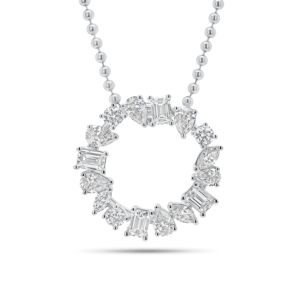 Mixed Shape Diamond Open Circle Pendant - 18K gold weighing 2.41 grams  - 16 mixed shape diamonds weighing 1.63 carats