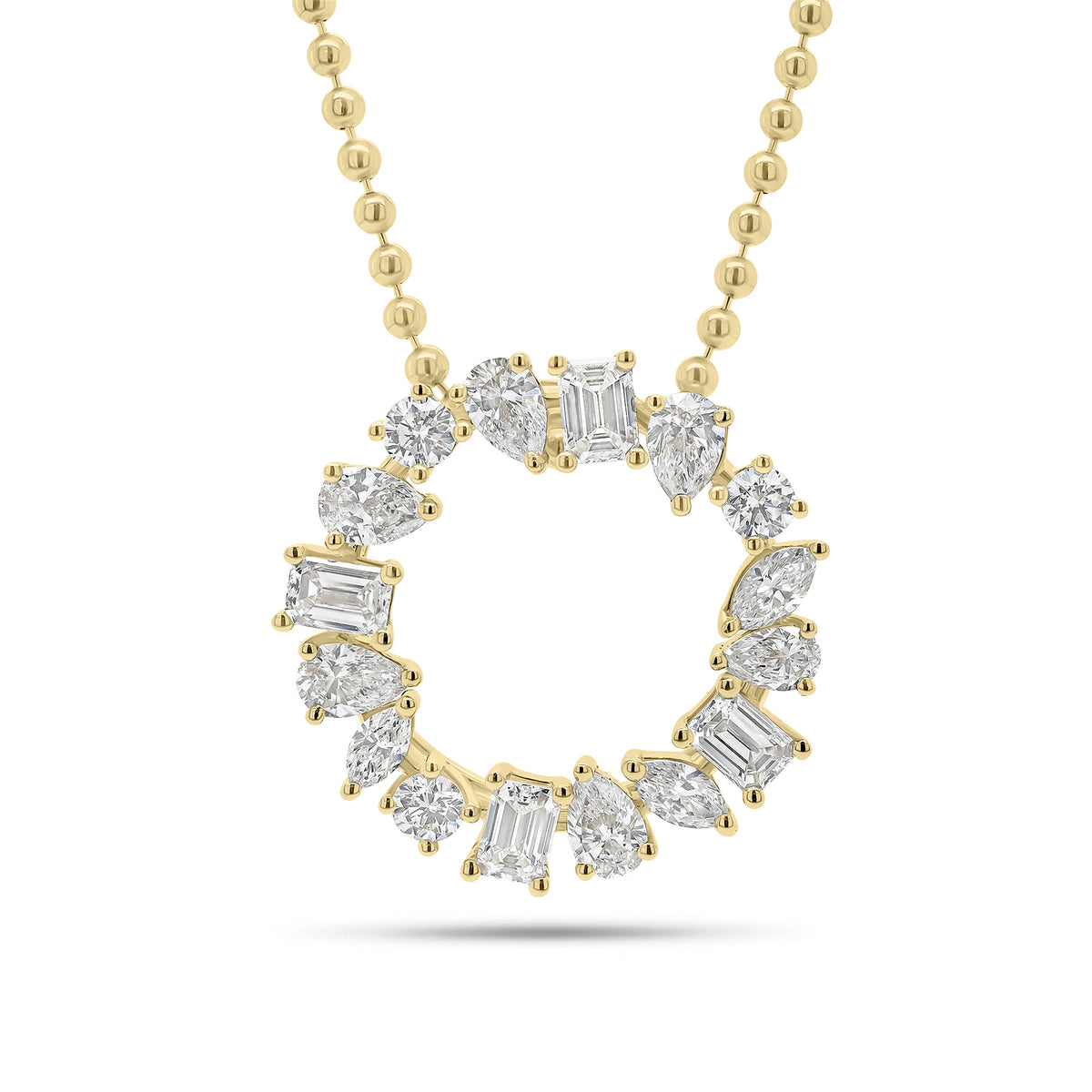 Mixed Shape Diamond Open Circle Pendant - 18K gold weighing 2.41 grams  - 16 mixed shape diamonds weighing 1.63 carats