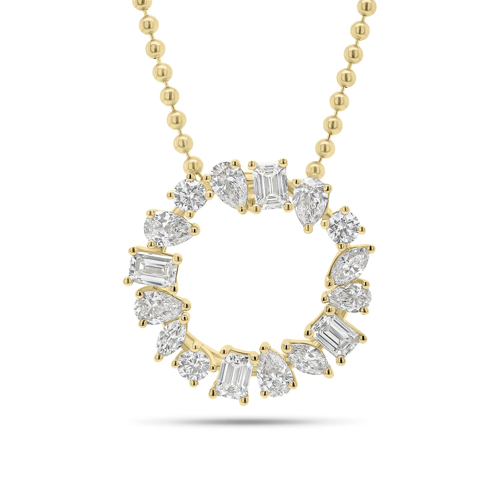 Mixed Shape Diamond Open Circle Pendant - 18K gold weighing 2.41 grams  - 16 mixed shape diamonds weighing 1.63 carats