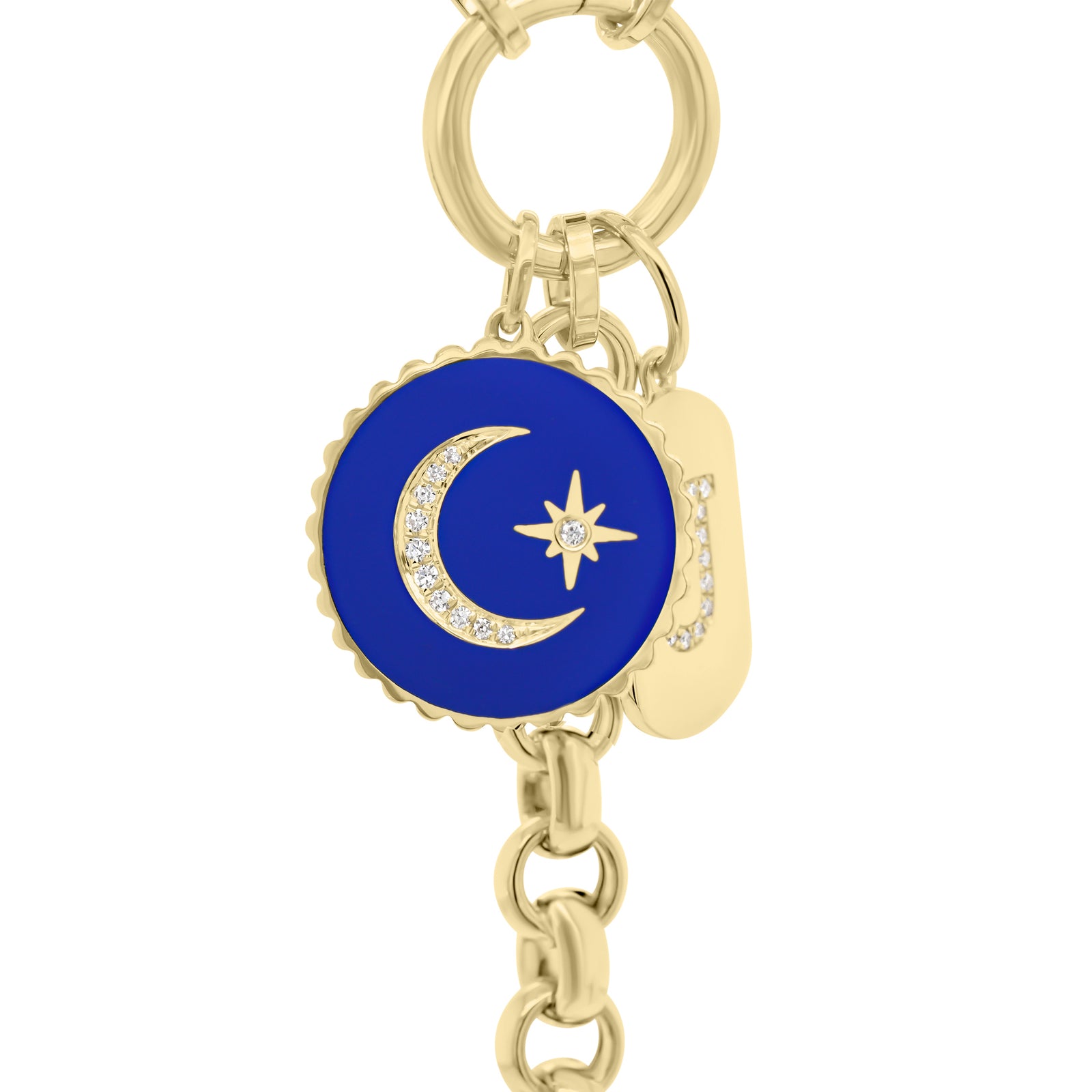 Diamond Star & Moon Pendant - 14K yellow gold weighing 1.88 grams  - 11 round diamonds totaling 0.04 carats