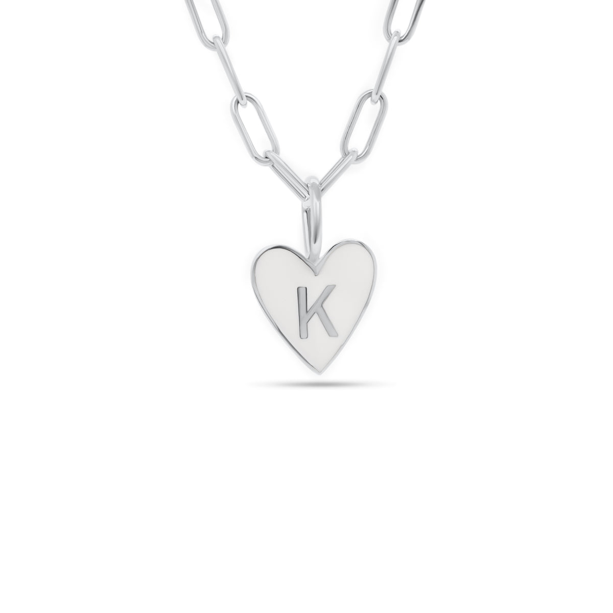 Gold & Enamel Heart Initial Pendant  - 14K gold weighing 1.15 grams  Available in yellow, white, and rose gold.