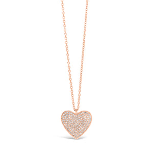 Diamond Classic Heart Pendant Necklace  - 14K gold weighing 2.72 grams.  - 130 round diamonds totaling 0.41 carats.