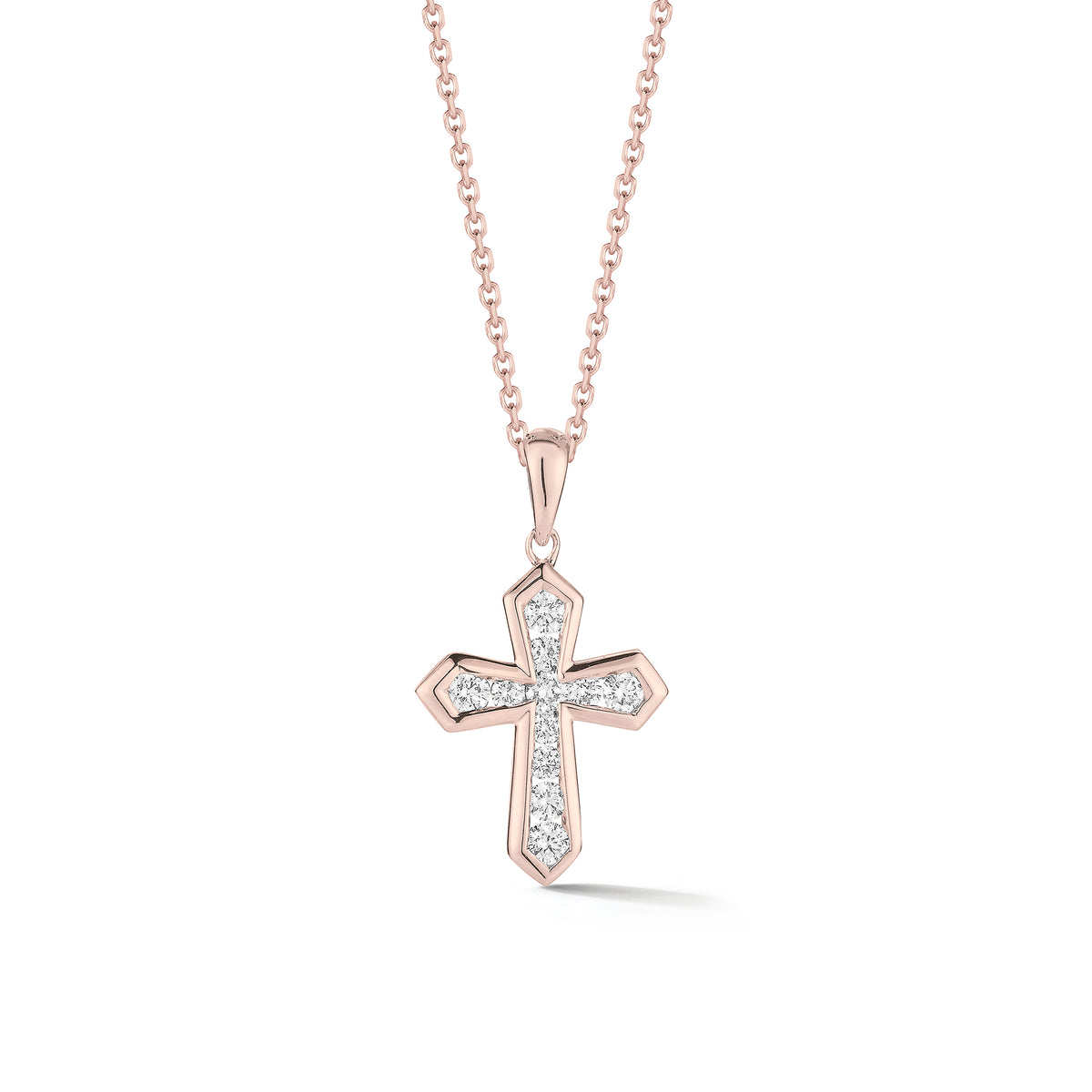 Diamond Mini Orthodox Cross Pendant  A perfect christening, communion, confirmation, birthday, or holiday gift!  -14K gold weighing 2.79 grams  -11 round brilliant-cut diamonds totaling 0.28 carats.