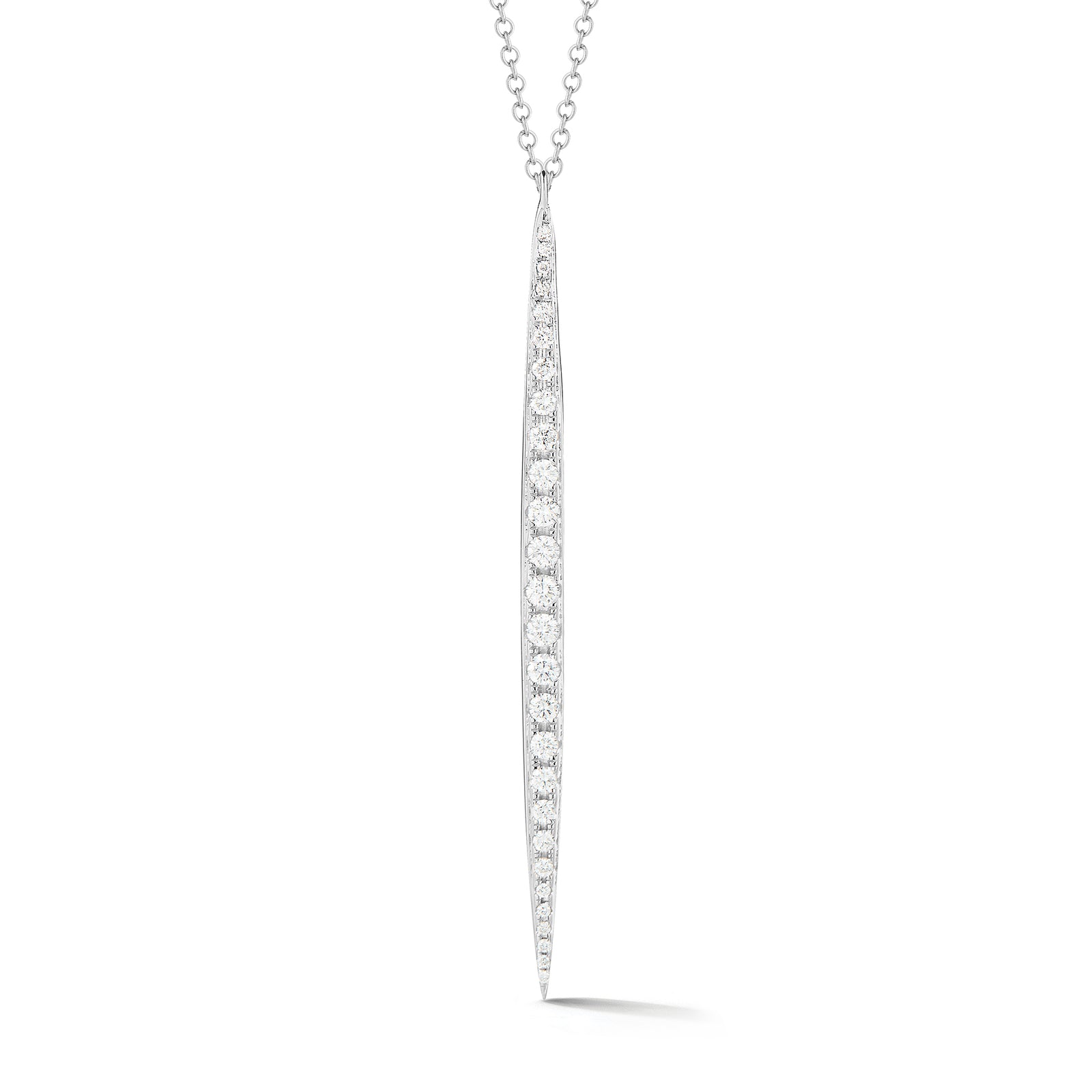 Diamond Dagger Pendant Necklace  -14K gold weighing 2.37 grams  -27 round brilliant diamonds totaling 0.29 carats.