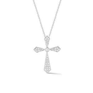 Pave Diamond Cross Pendant Necklace  An ideal christening, communion, confirmation, birthday, or holiday gift.  -14K gold weighing 2.86 grams  -44 round pave-set diamonds totaling 0.18 carats