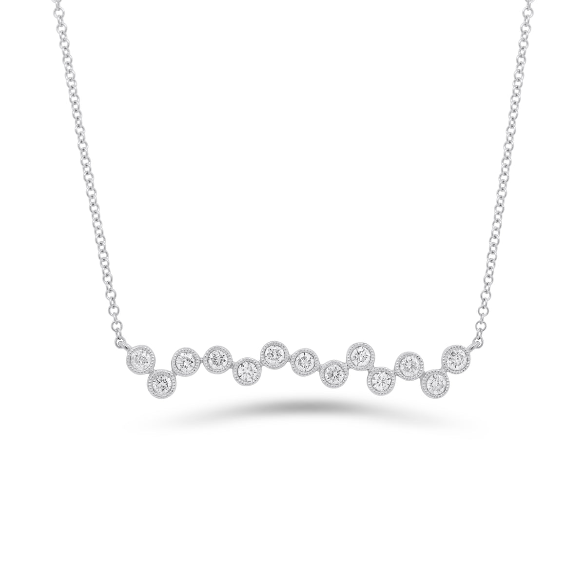 Diamond Bubbles Bar Pendant - 14K white gold weighing 2.37 grams - 13 round diamonds totaling 0.41 carats