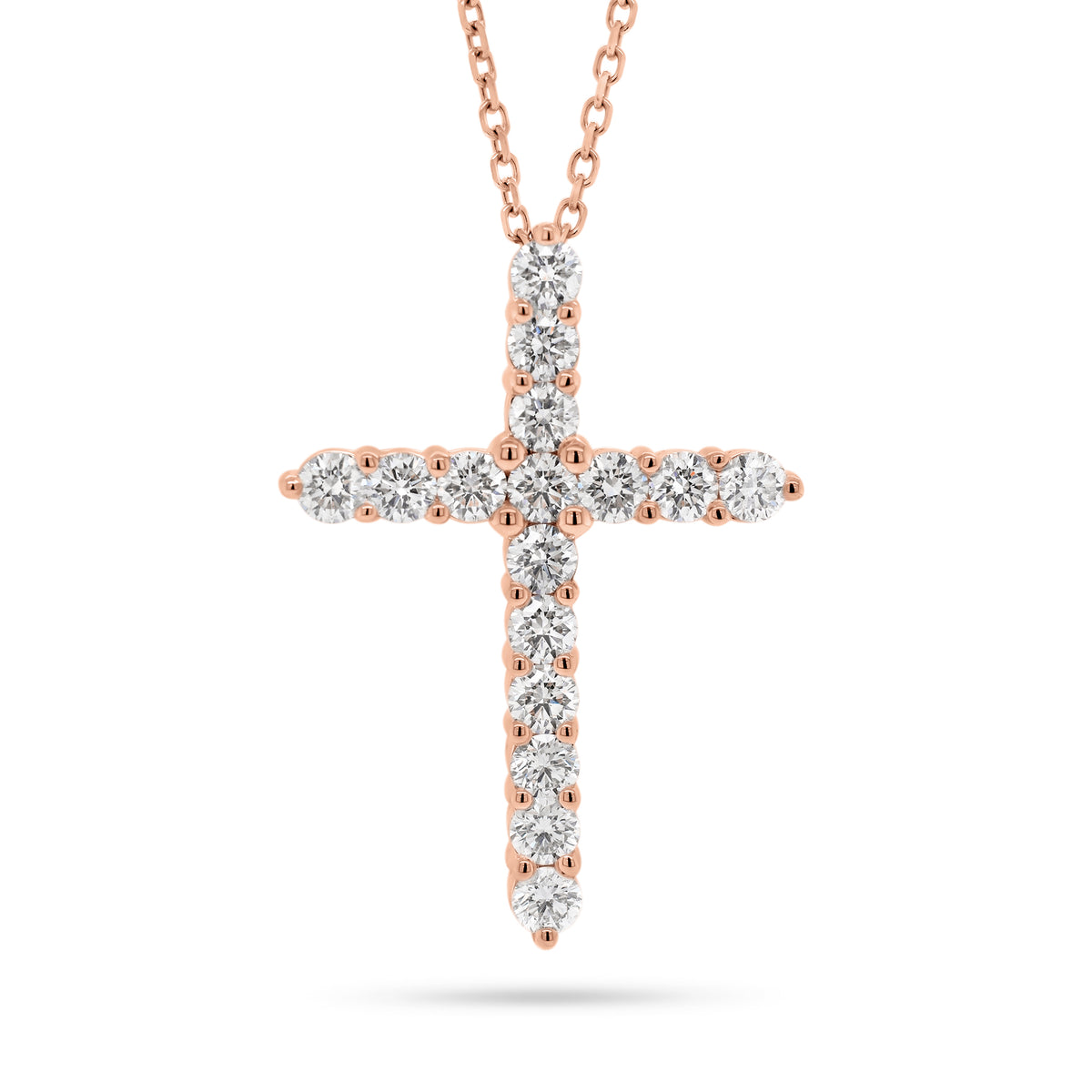 Diamond Large Cross Pendant  - 14K gold weighing 6.80 grams  - 16 round diamonds totaling 1.71 carats