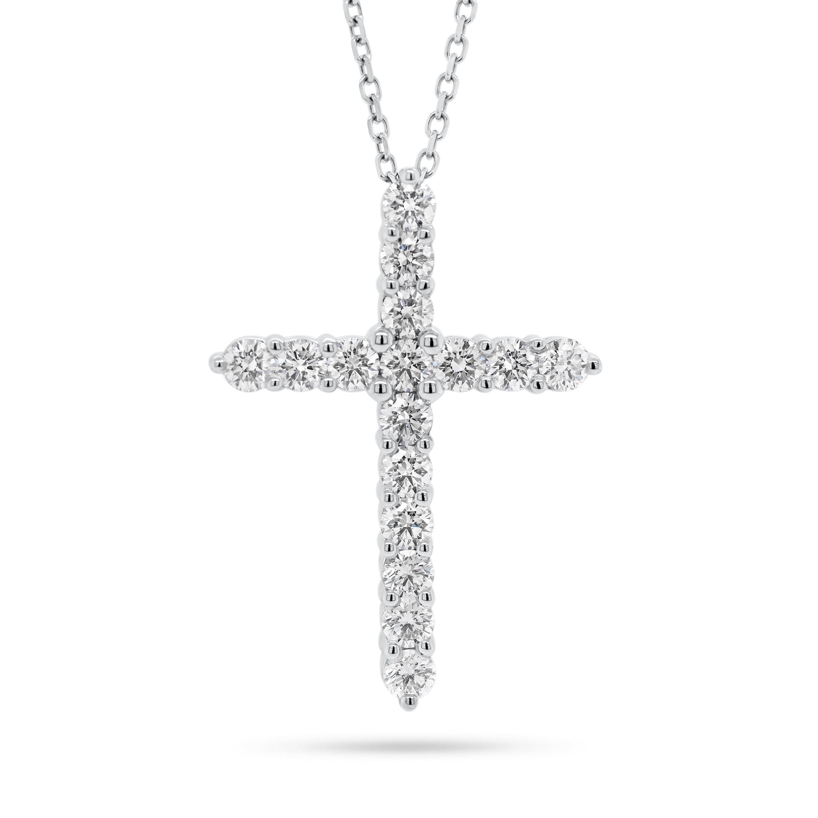 Diamond Large Cross Pendant  - 14K gold weighing 6.80 grams  - 16 round diamonds totaling 1.71 carats