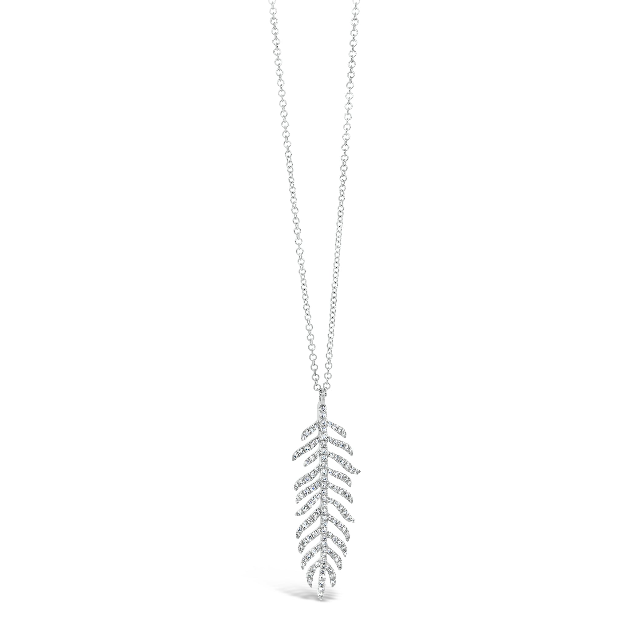 nødvendighed Lavet af varsel Diamond Feather Pendant Necklace - Nuha J