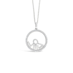 Diamond "Love" Pendant Necklace -14K white gold weighing 5.23 grams -68 round diamonds totaling 0.25 carats