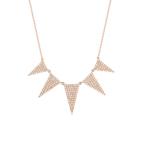 Diamond Graduated Triangle Necklace  -14K gold weighing 3.07 grams  -193 round pave-set diamonds totaling 0.57 carats.