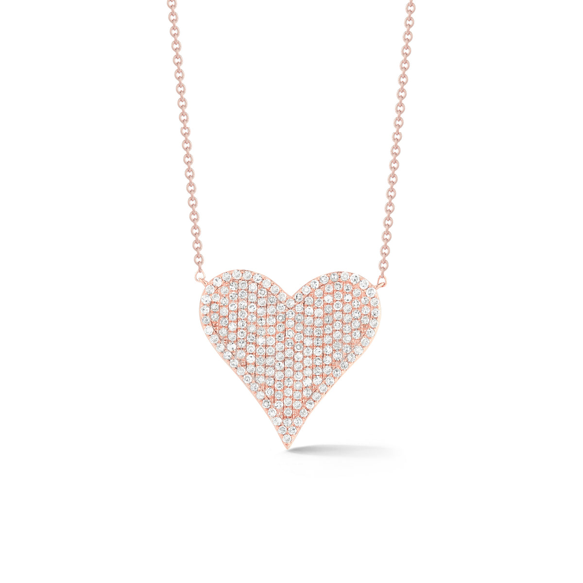 Diamond Large Heart Pendant  14k gold, 2.67 grams, 190 round pave-set diamonds .56 carats.  Size diameter 17.5 millimeters.