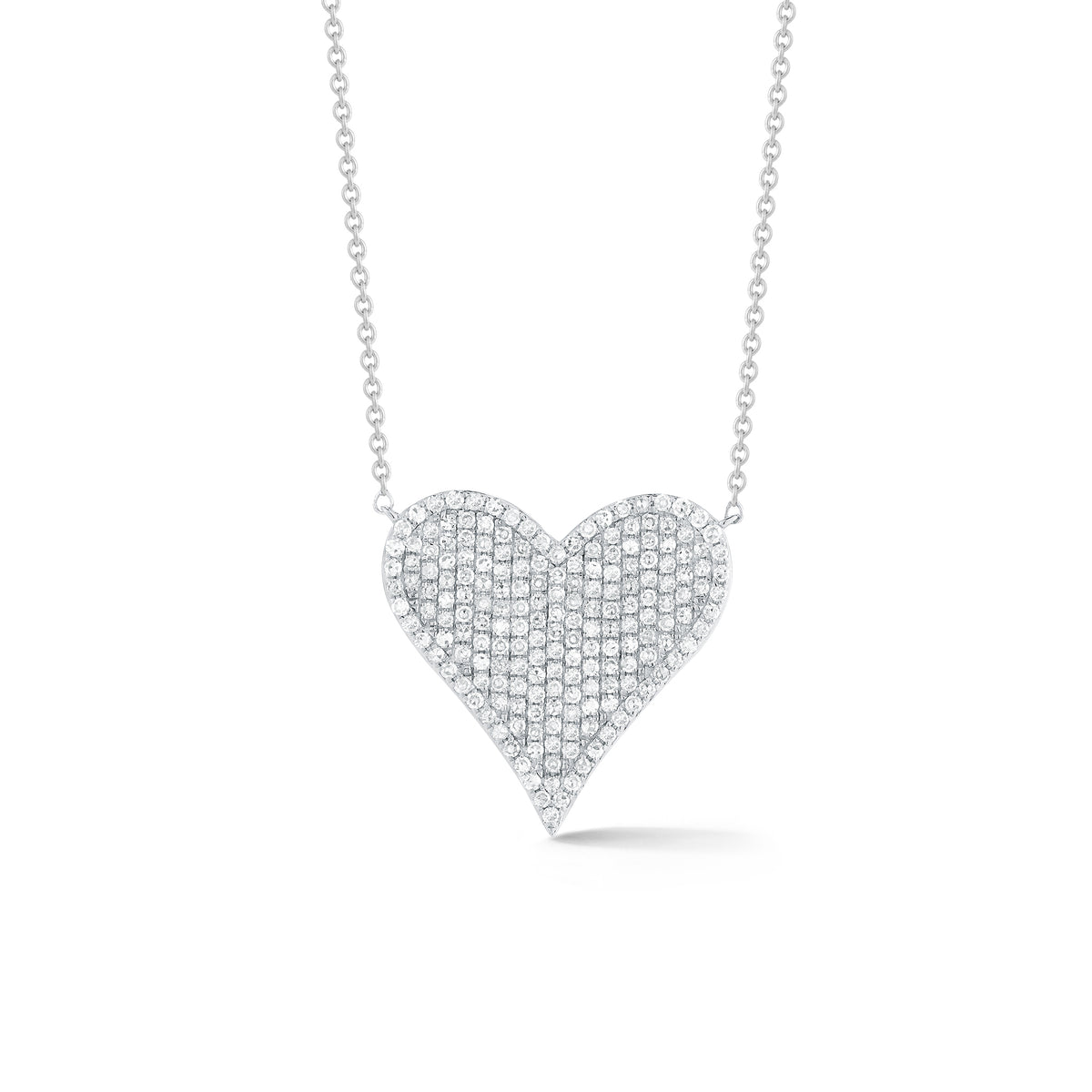 Diamond Large Heart Pendant  14k gold, 2.67 grams, 190 round pave-set diamonds .56 carats.  Size diameter 17.5 millimeters.