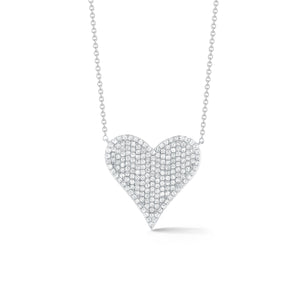Diamond Large Heart Pendant  14k gold, 2.67 grams, 190 round pave-set diamonds .56 carats.  Size diameter 17.5 millimeters.