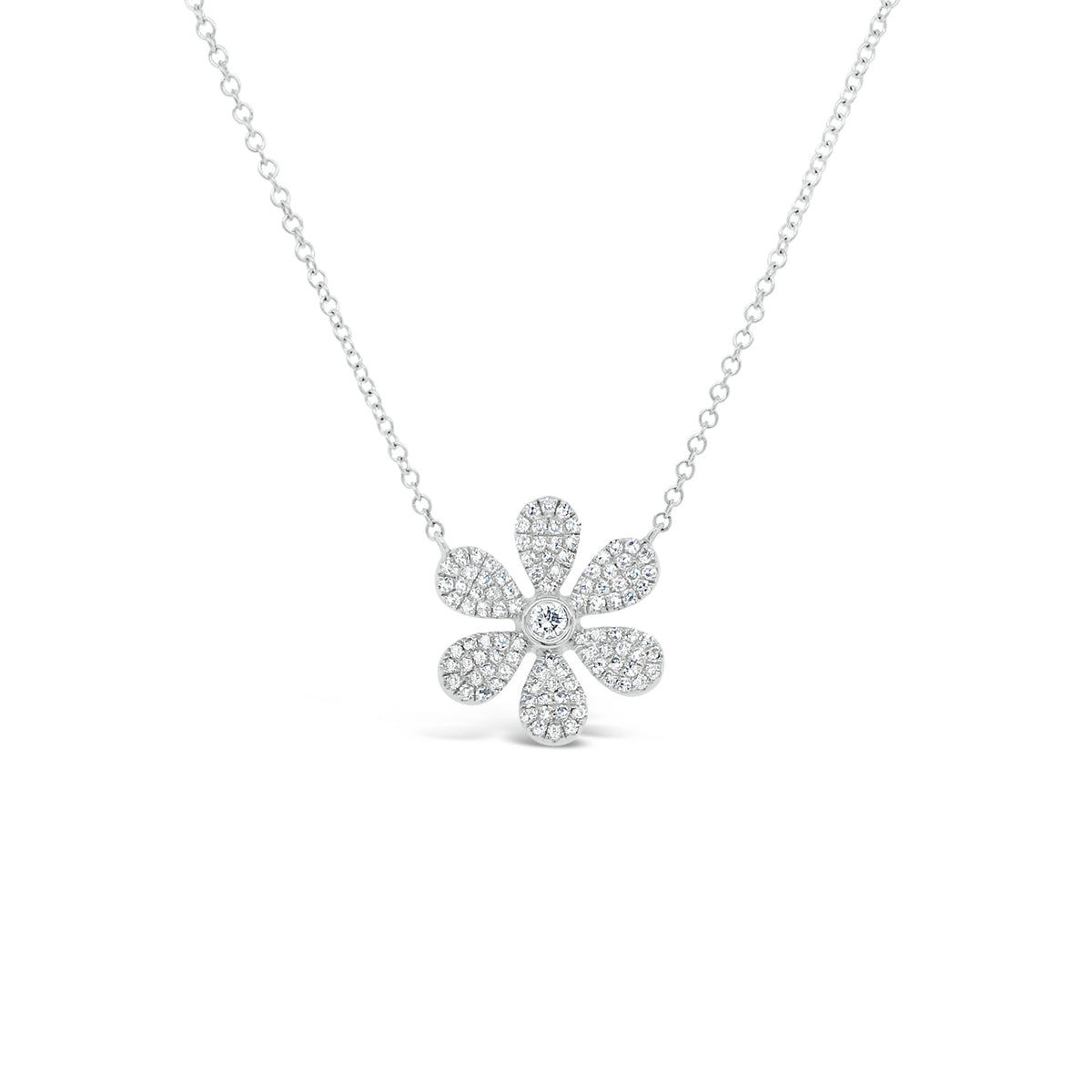 Pave Diamond Daisy Pendant Necklace - Nuha Jewelers