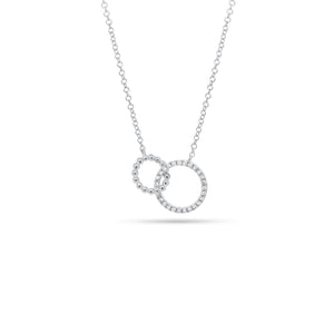 Diamond Interlocking Circle Necklace  -14K gold weighing 1.83 grams  -27 round diamonds totaling .08 carats