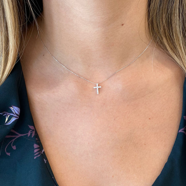 14k Gold Diamond Cross Necklace 16 18 20 Beautiful Cross in Yellow and  White Gold - Etsy