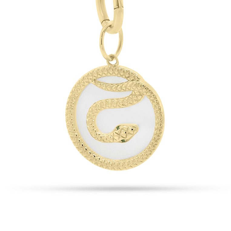 Mother of Pearl Snake Pendant - 14K yellow gold weighing 2.05 grams