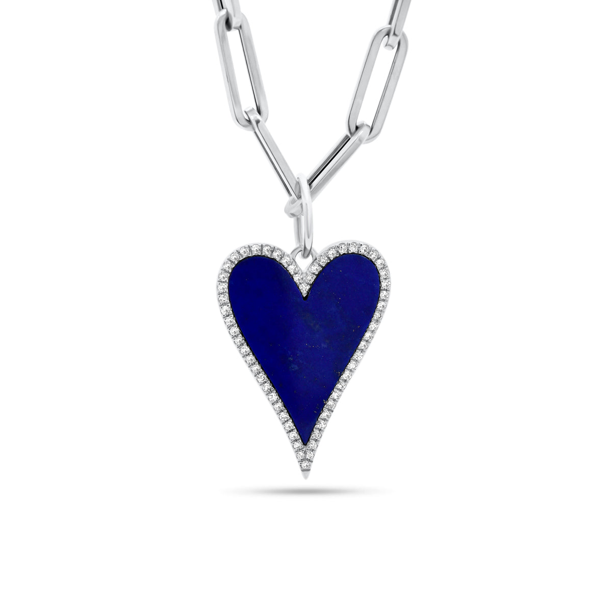 Lapis & Diamond Heart Pendant - 14K gold weighing 1.30 grams - 58 round diamonds totaling 0.15 carats - Lapis. 