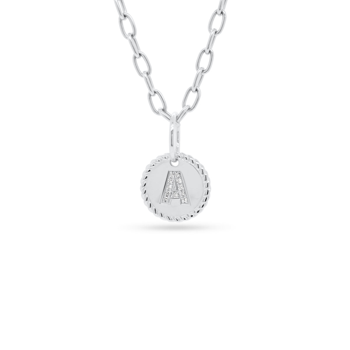 Diamond Round Initial Charm  - 14K gold weighing 1.52 grams  - 11 round diamonds totaling 0.03 carats