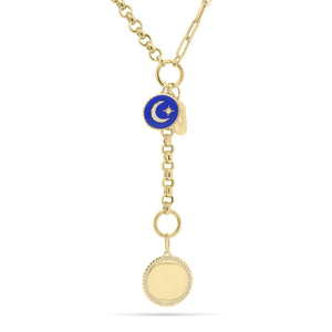 Diamond & Gold Disc Pendant with Grooved Frame - 14K yellow gold weighing 4.49 grams - 54 round diamonds totaling 0.20 carats