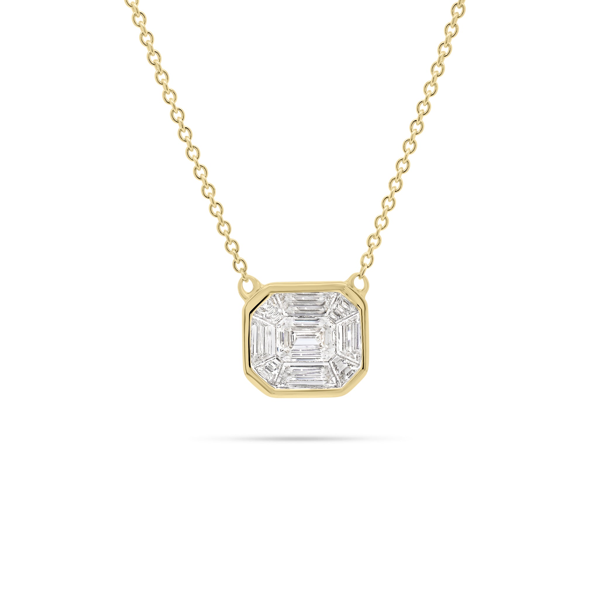 Emerald-Cut Diamond Cluster Necklace - Nuha Jewelers